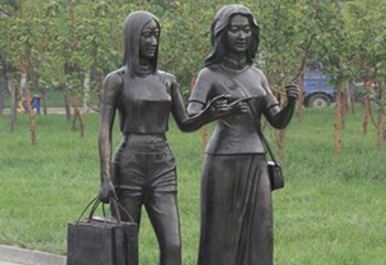 女孩雕塑-公园逛街的人物铜雕女孩雕塑