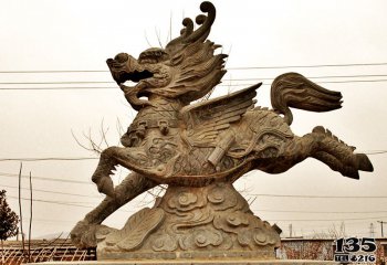 麒麟雕塑-广场大象不锈钢做旧奔跑的神兽麒麟雕塑
