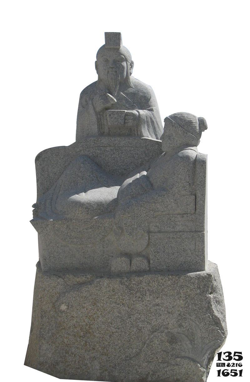 孝雕塑-园林古代二十四孝汉高祖为母亲尝汤药人物大理石雕塑高清图片