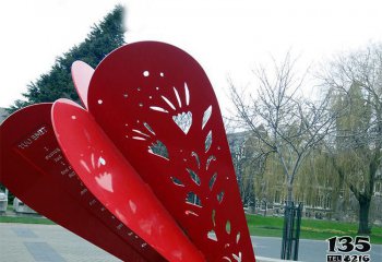 爱心雕塑-公园广场摆放抽象剪纸抽象爱心雕塑
