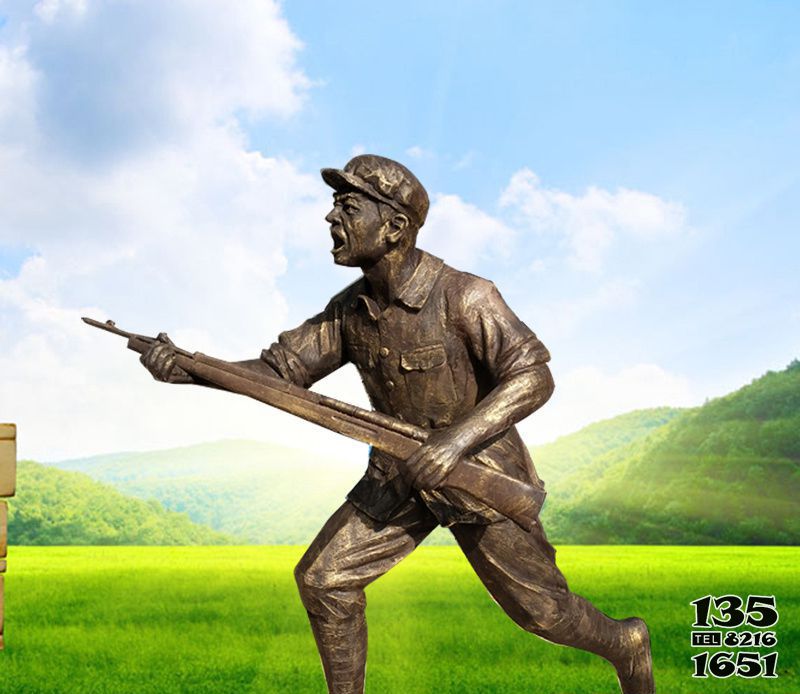 八路军雕塑-园林景观打仗的铜雕人物八路军雕塑高清图片
