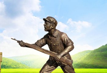 八路军雕塑-园林景观打仗的铜雕人物八路军雕塑