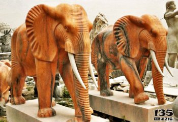 大象雕塑-公园黄蜡石石雕大象雕塑