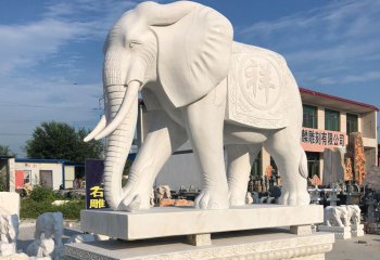 大象雕塑-户外工厂汉白玉石雕镇宅招财大象雕塑