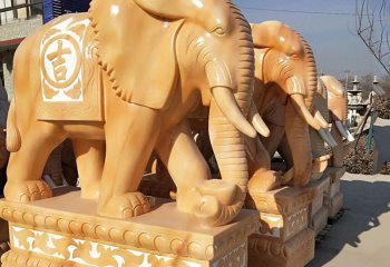 大象雕塑-酒店企业创意石雕晚霞红园林景观大象雕塑