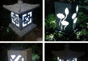 灯笼雕塑-柱头灯太阳能石灯笼现代风日式庭院广场大理石草坪摆件