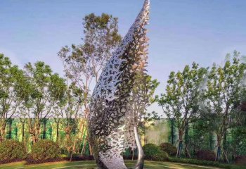 凤凰雕塑-公园草坪创意不锈钢镂空抽象园林景观凤凰雕塑
