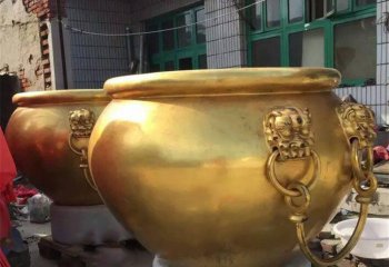 缸雕塑-庭院纯铜水缸景观铜雕摆件缸雕塑