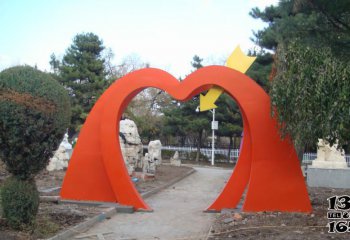 拱门雕塑-心形彩绘公园不锈钢拱门雕塑