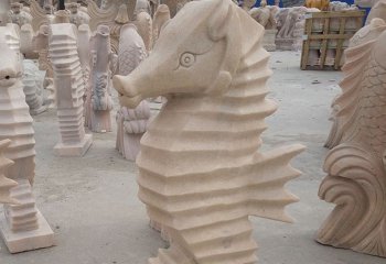 海马雕塑-园林里摆放的砂石石雕创意海马雕塑