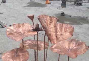 荷花雕塑-公园户外锻铜创意荷叶雕塑