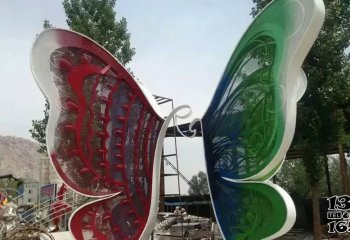 蝴蝶雕塑-创意玻璃钢网格游乐园户外摆放蝴蝶雕塑