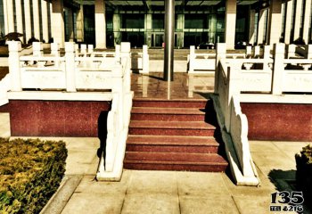 栏杆栏板雕塑-酒店门前升旗台装饰汉白玉栏杆雕塑