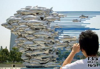 鲤鱼雕塑-大型广场摆放的一群玻璃钢创意鲤鱼雕塑