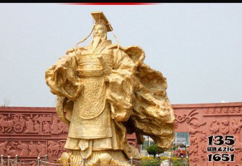 刘邦雕塑-公园广场古代皇帝刘邦镀金纯铜雕塑