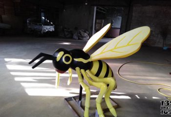 蜜蜂雕塑-城市花园广场卡通黄色蜜蜂玻璃钢雕塑