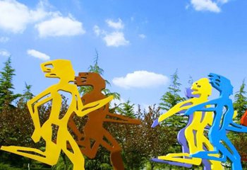 跑步雕塑-庭院景区摆放不锈钢剪影人物跑步雕塑