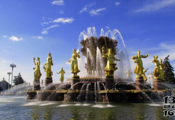 喷泉雕塑-广场西方人物喷泉景观玻璃钢仿铜雕塑