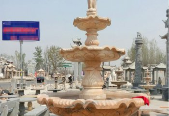 喷泉雕塑-景区广场摆放晚霞红喷泉喷水盆石雕