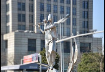 吹奏雕塑-不锈钢公园抽象吹笛子人物景观吹奏雕塑