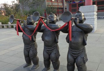 吹奏雕塑-寺院吹喇叭的人物街边景观吹奏雕塑