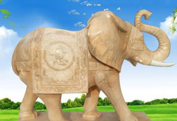 大象雕塑-庭院黄蜡石石雕大象雕塑