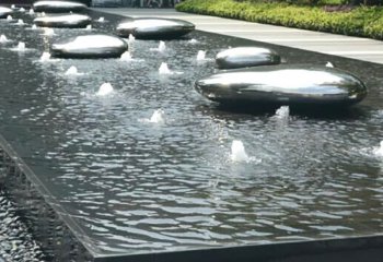 鹅卵石雕塑-公园喷泉不锈钢多个鹅卵石雕塑
