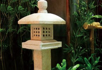 灯笼雕塑-石青石日式庭院园林户外太阳能石头灯