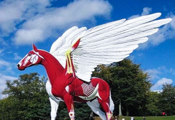 飞马雕塑-园林里摆放的红色的玻璃钢彩绘飞马雕塑