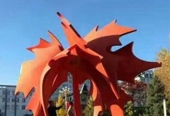 枫叶雕塑-户外景区不锈钢创意抽象公园景观枫叶雕塑