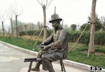老人雕塑-公园铜雕磨刀老人雕塑