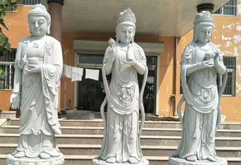三圣雕塑-景区寺庙大理石石雕佛像三圣雕塑