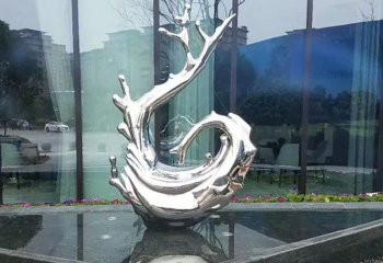 树雕塑-酒店户外摆放白钢抛光不锈钢树枝雕塑