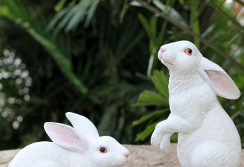 兔子雕塑-动物园两只仿真玻璃钢兔子雕塑