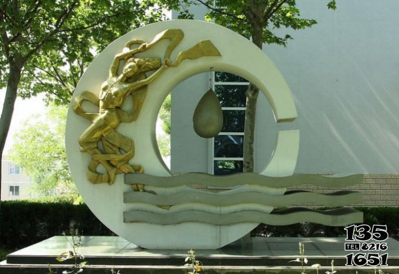 嫦娥雕塑-园林摆放彩绘不锈钢嫦娥奔月雕塑高清图片