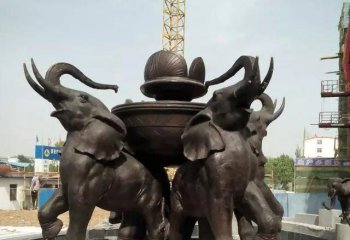 大象雕塑-公园广场创意不锈钢仿铜大象雕塑