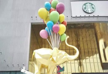 大象雕塑-户外街道创意景观气球吊着的大象雕塑