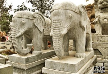 大象雕塑-庭院别墅大理石石雕大型园林景观大象雕塑