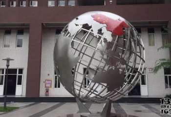 地球仪雕塑-校园创意不锈钢镜面创意铁艺地球仪雕塑