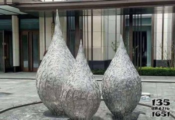 鹅卵石雕塑-酒店创意不锈钢镂空抽象浮雕鹅卵石雕塑
