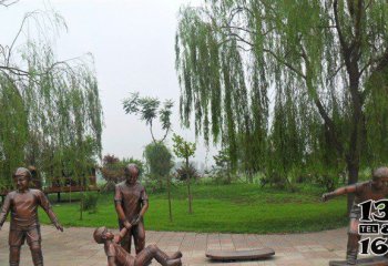 儿童雕塑-公园小孩游戏人物铜雕儿童雕塑