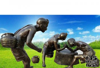 儿童雕塑-广场铜雕掰手腕小品人物儿童雕塑
