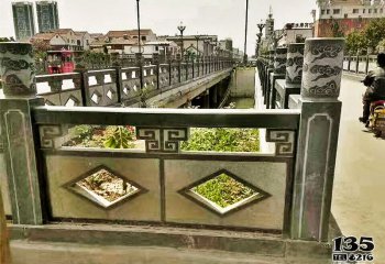 栏杆栏板雕塑-城市街道水渠石桥芝麻黑防护栏杆