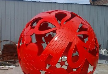 镂空球雕塑-公园景区户外不锈钢抽象蝴蝶结镂空球雕塑