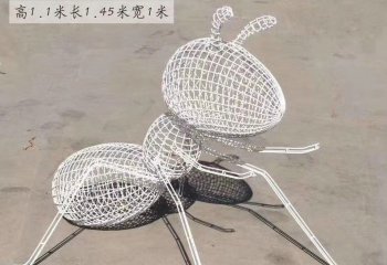 蚂蚁雕塑-植物园网格不锈钢蚂蚁雕塑