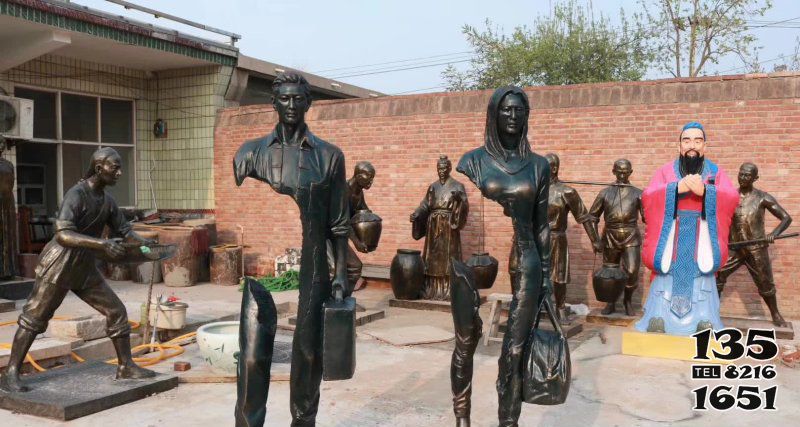 女人雕塑-公园景区创意铜雕抽象男人女人雕塑高清图片