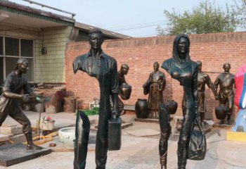 女人雕塑-公园景区创意铜雕抽象男人女人雕塑