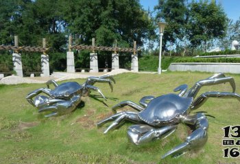 螃蟹雕塑-公园摆放的爬行的不锈钢喷漆螃蟹雕塑
