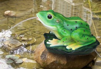 青蛙雕塑-池塘一只喷水玻璃钢青蛙雕塑