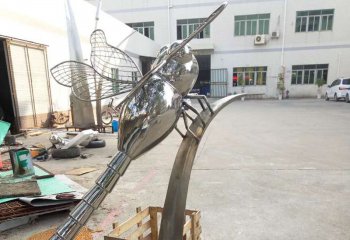 蜻蜓雕塑-医院企业抛光不锈钢蜻蜓雕塑